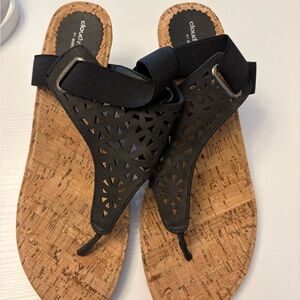 Cloudwalkers Black Cutout Sandals for Women